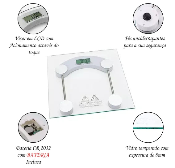 Balança Digital Corporal Quadrada Até 180kg - Neverdie Store