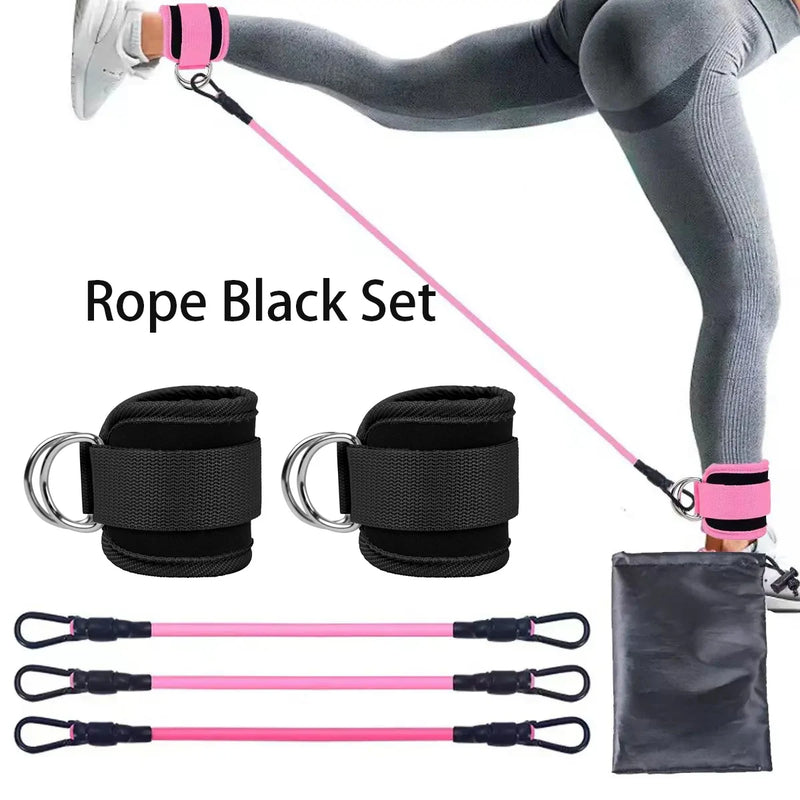 Tornozeleira com Faixa de Resistência para Pernas e Quadril – Corda de Tração para Força, Treino Elástico para Fitness, Yoga, Pilates, Crossfit e Academia em Casa