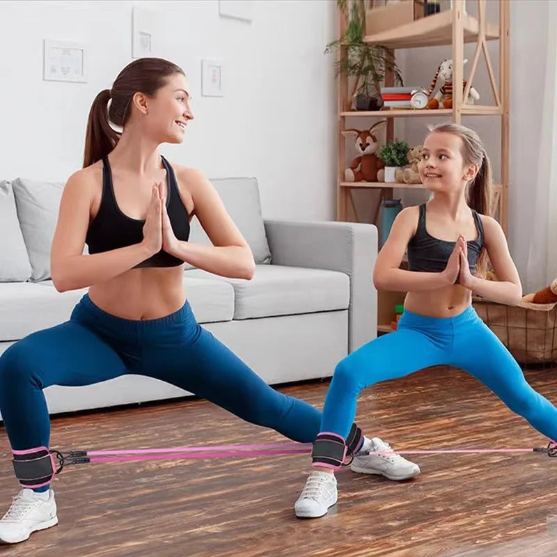 Tornozeleira com Faixa de Resistência para Pernas e Quadril – Corda de Tração para Força, Treino Elástico para Fitness, Yoga, Pilates, Crossfit e Academia em Casa