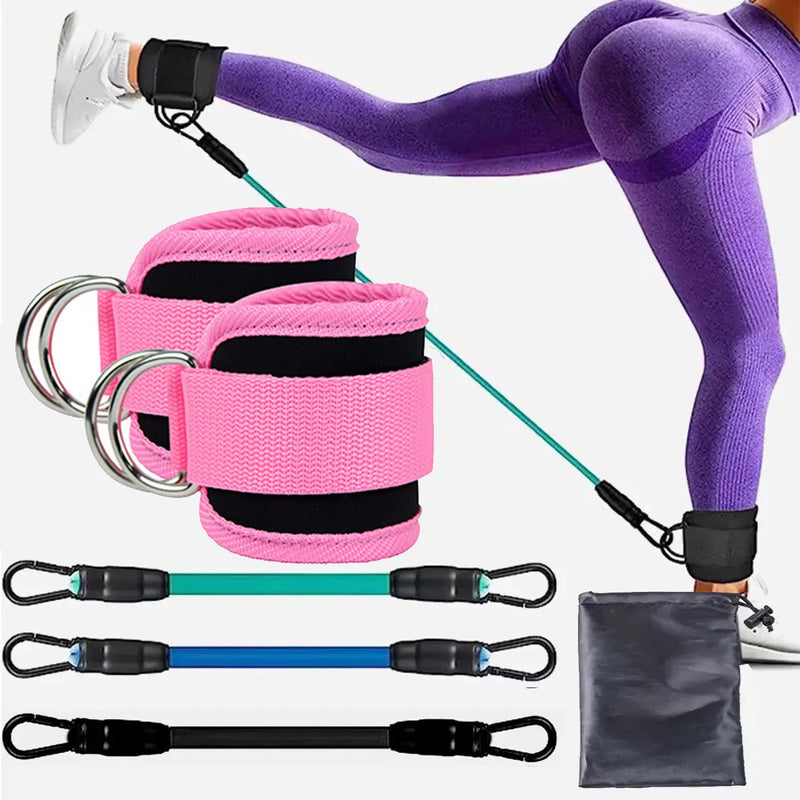 Tornozeleira com Faixa de Resistência para Pernas e Quadril – Corda de Tração para Força, Treino Elástico para Fitness, Yoga, Pilates, Crossfit e Academia em Casa